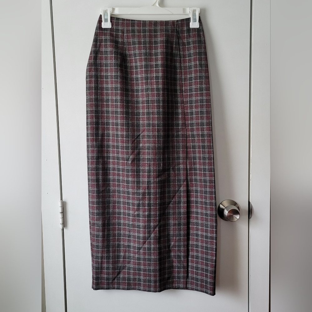 Vintage LA BELLE Plaid Pencil Maxi Skirt